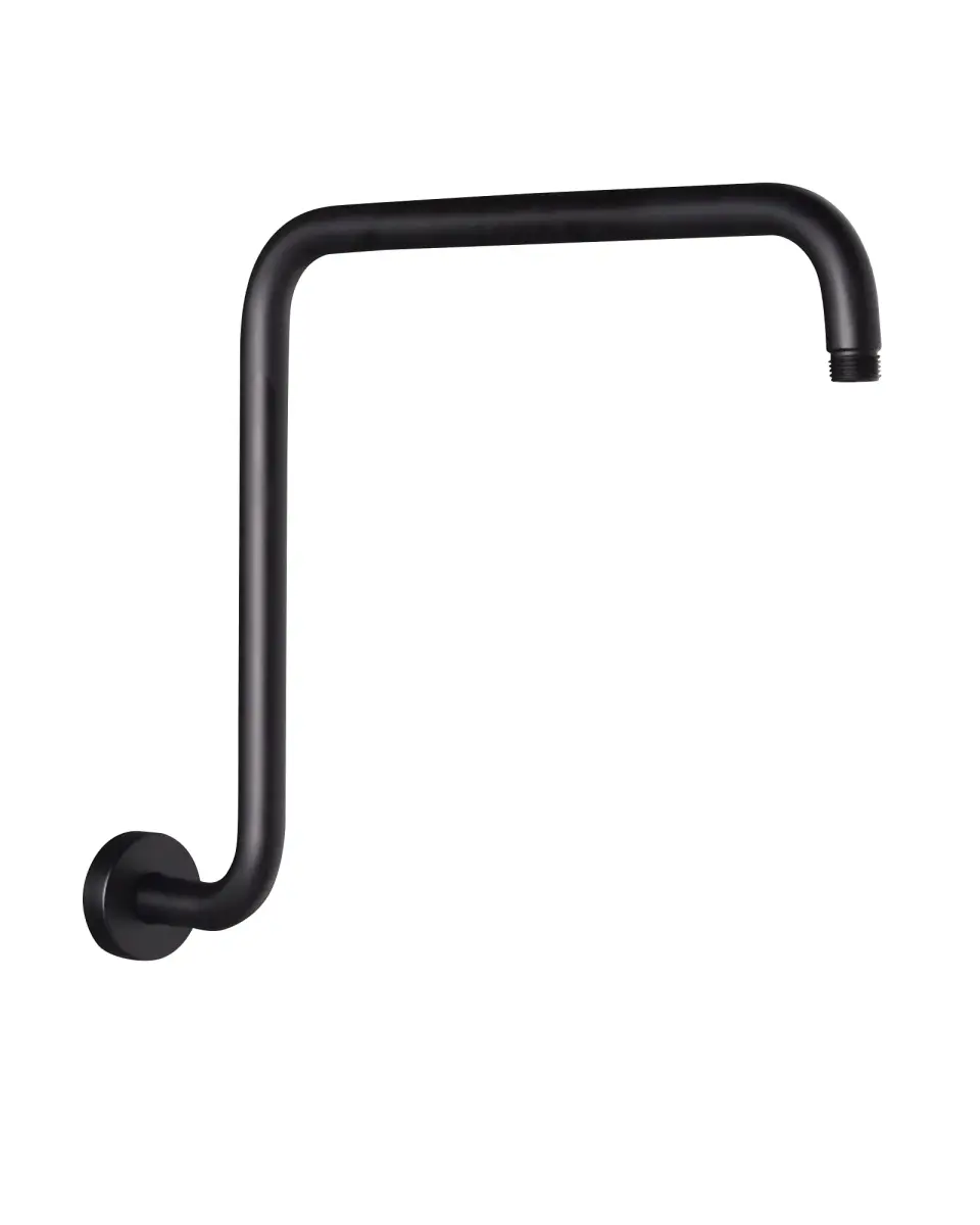 PHASAT 16 Inches S-Shaped Shower Arm with Flange, Matte Black, 43cm (17") | High Rise Shower Extension for Modern Bathrooms - main product image