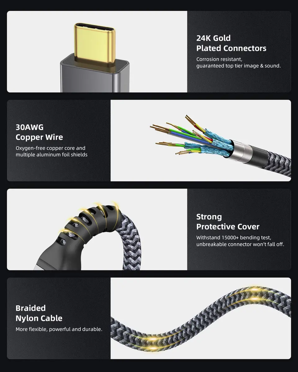 Maxonar Thunderbolt 4 Cable 0.5m (1.6Ft) | 40Gbps Data Transfer, 240W Charging, 8K Video Output - view 5