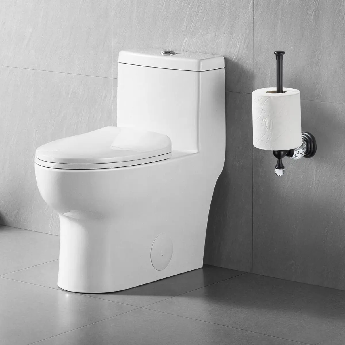 BATHSIR Crystal Toilet Paper Holder Black Toilet Roll Holder Modern Bathroom Accessories Zinc Alloy Tissue Hanger Wall Mounted | Polished Black Finish - view 4