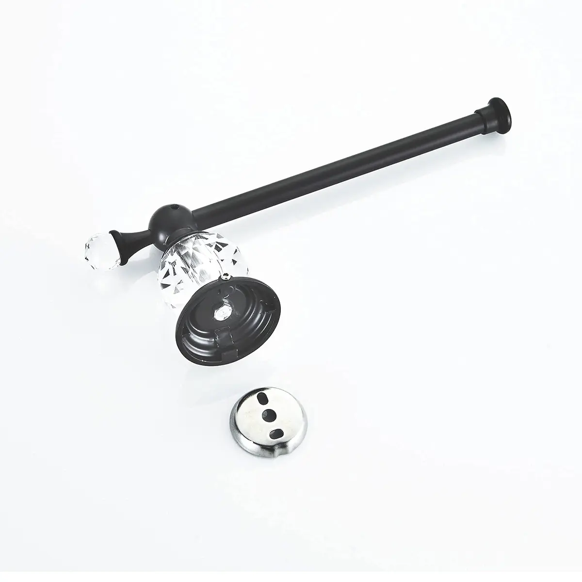 BATHSIR Crystal Toilet Paper Holder Black Toilet Roll Holder Modern Bathroom Accessories Zinc Alloy Tissue Hanger Wall Mounted | Polished Black Finish - view 9