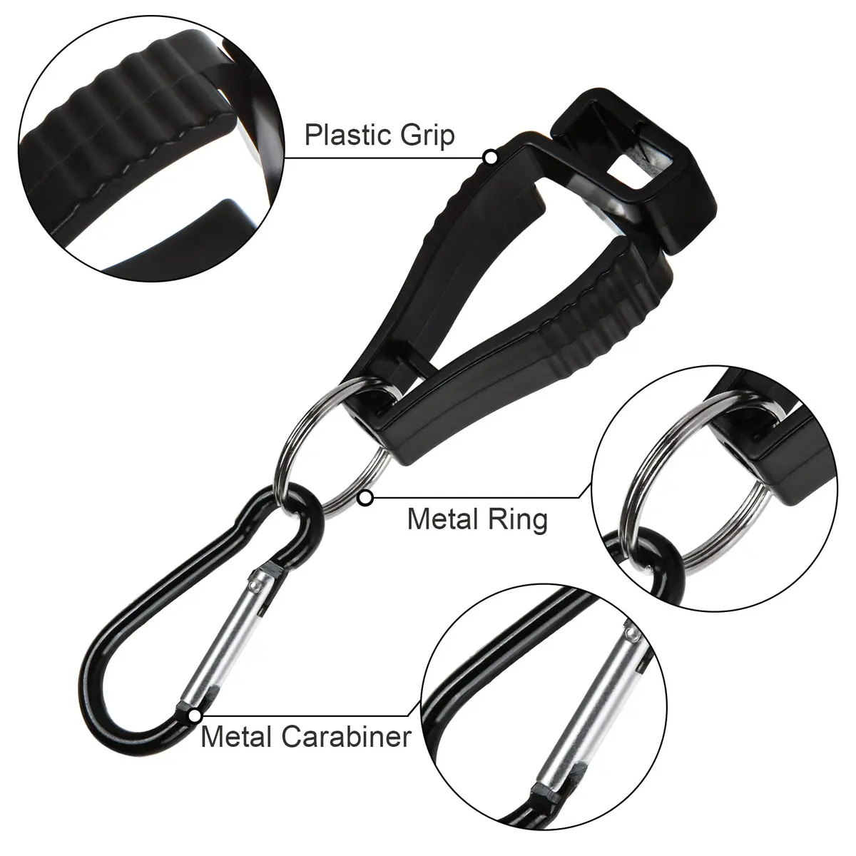 FVIEXE 20PCS Glove Clips with Metal Carabiner & Plastic Grip | Black & Orange - view 3