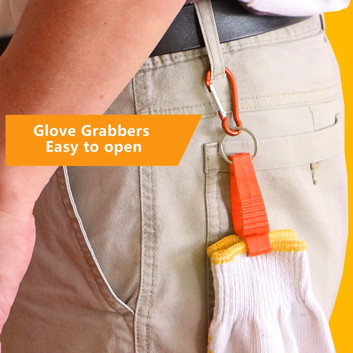 FVIEXE 20PCS Glove Clips with Metal Carabiner & Plastic Grip | Black & Orange - view 4
