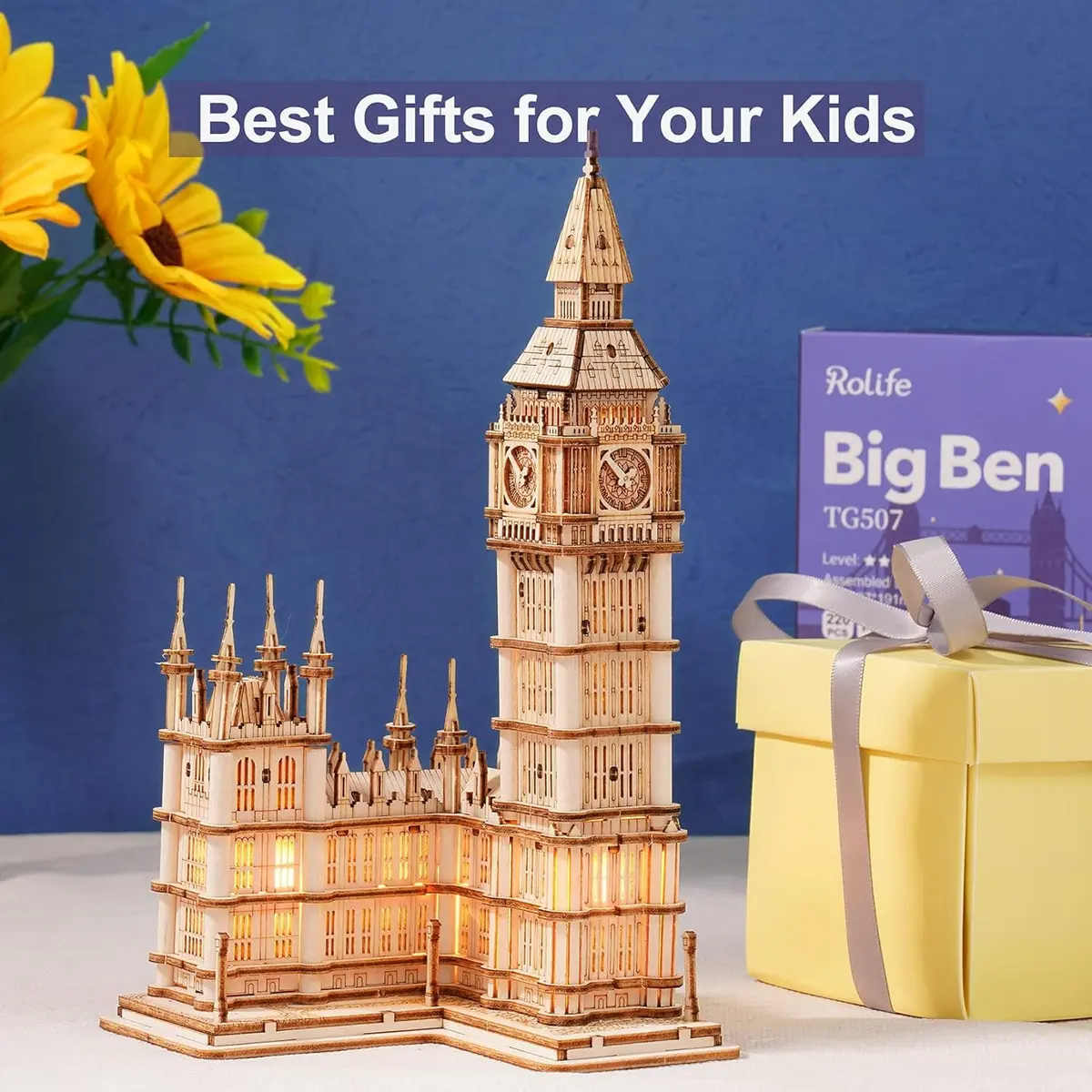 Rolife 3D Wooden Puzzles Big Ben Craft Model Kits for Adults to Build Birthday Gift for Family and Friends | Assembly Time 1.5 hrs - view 4