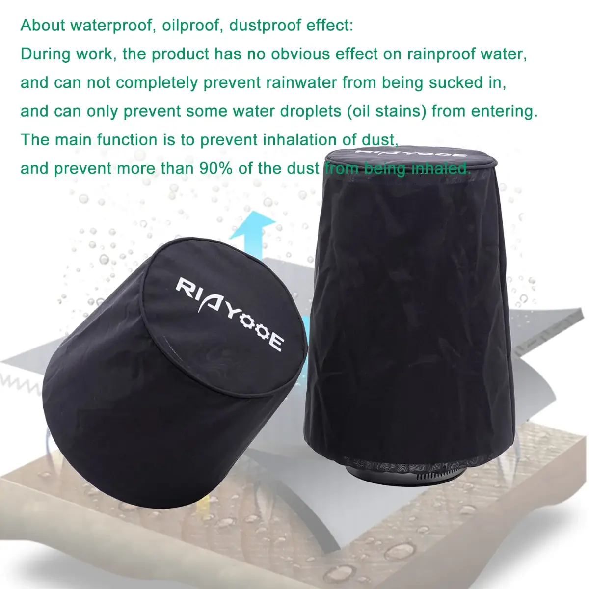RIAYOOE Universal Fit Cone Air Filter Sock Cover 200mm (7.86in) Height | Protects Performance Intake Filters in Dusty India - view 5