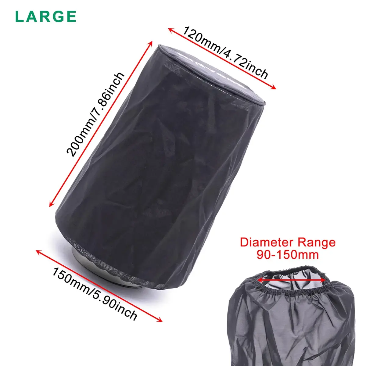 RIAYOOE Universal Fit Cone Air Filter Sock Cover 200mm (7.86in) Height | Protects Performance Intake Filters in Dusty India - view 4