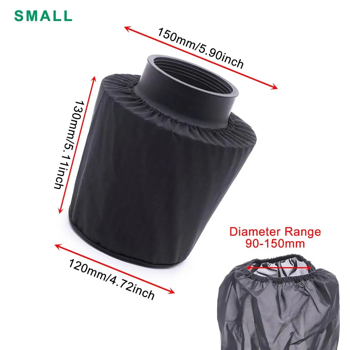 RIAYOOE Performance Air Filter Cover Waterproof Universal Fit for High-Flow Cone Air Intake Filter | 150mm (5.90in) Bottom Diameter - view 4