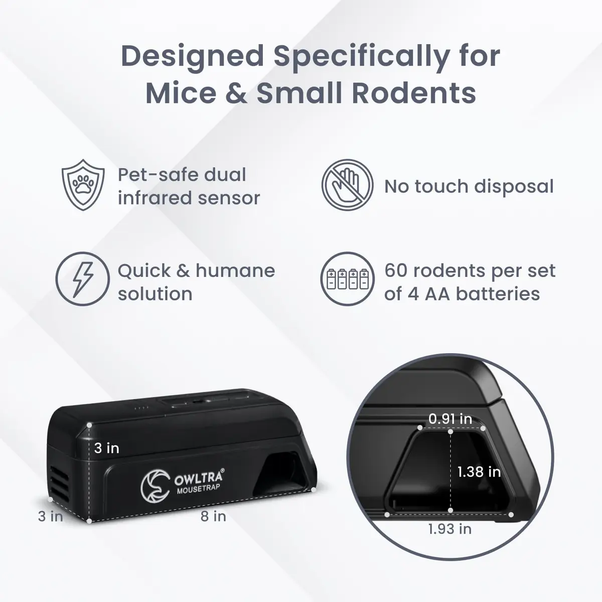 OWLTRA OW-2 Indoor Electric Mouse Trap 2 PCS | Humane Rodent Zapper with Pet Safe Trigger - view 2