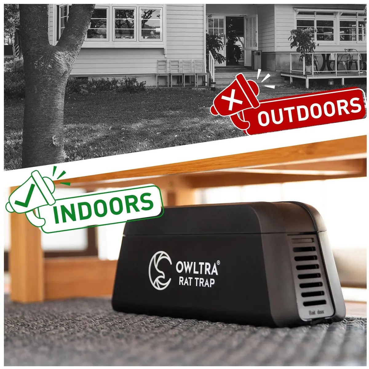 OWLTRA OW-1 Indoor Electric Rat Trap 2PCS | Pet Safe Instant Kill Rodent Zapper, Black - view 5