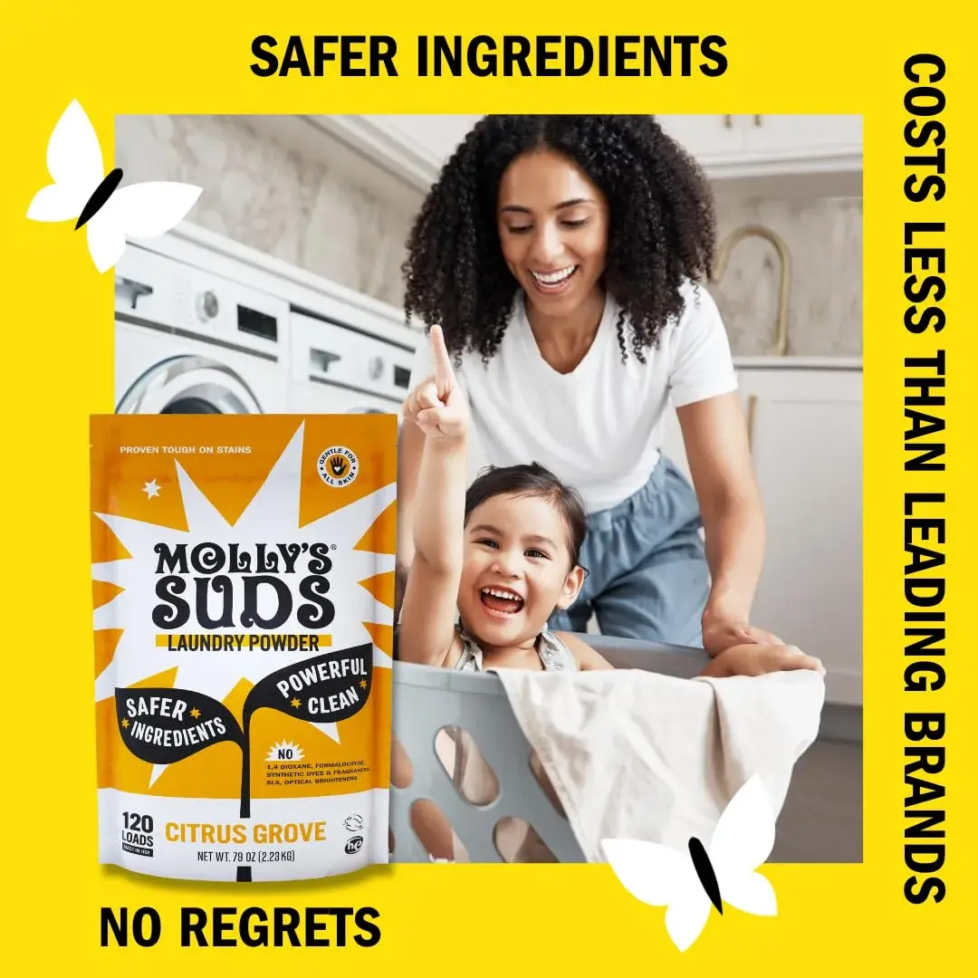 Molly's Suds Original Laundry Detergent Powder Citrus Grove 79 oz (2.24 kg) | Gentle & Effective for Sensitive Skin - view 3