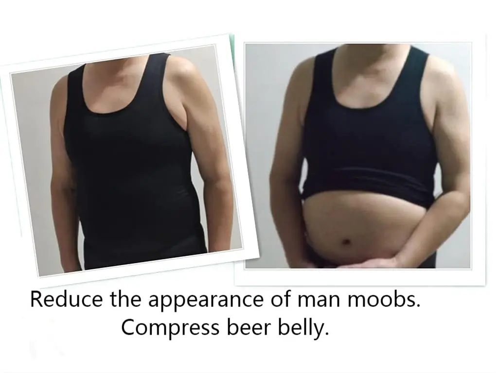 Henicepte Mens Compression Shirt Tummy Control Undershirt Slimming Body Shaper Vest | Flat Chest & Stomach - view 4