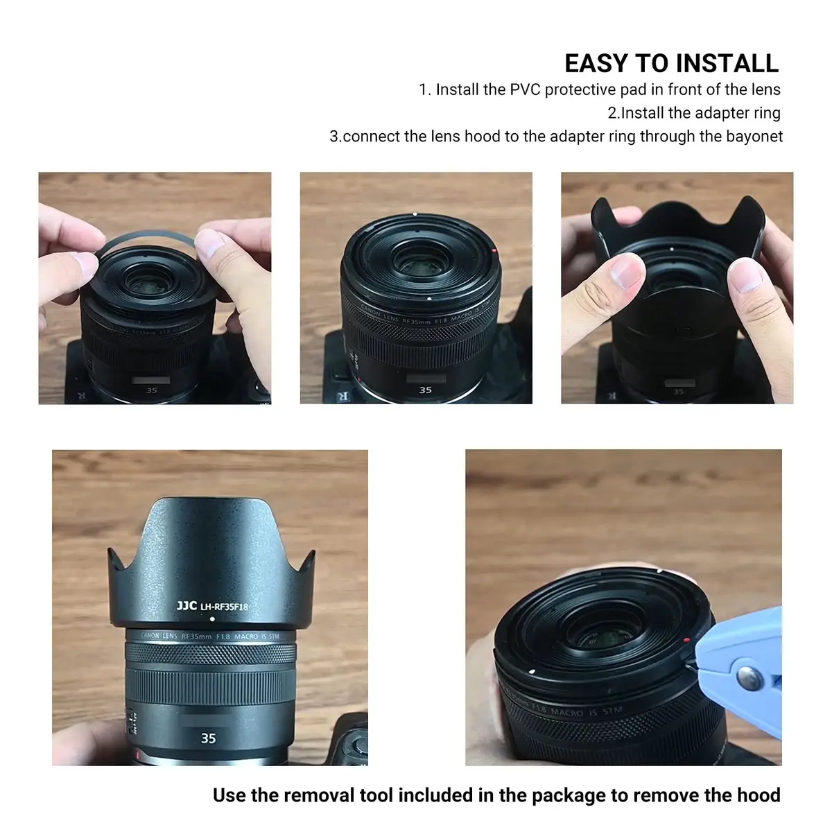JJC Tulip Flower Lens Hood for Canon RF 35mm f/1.8 Macro IS STM Lens, Reversible Shade with 52mm Filter & Cap Compatibility (89mm x 49mm x 89mm) - view 5
