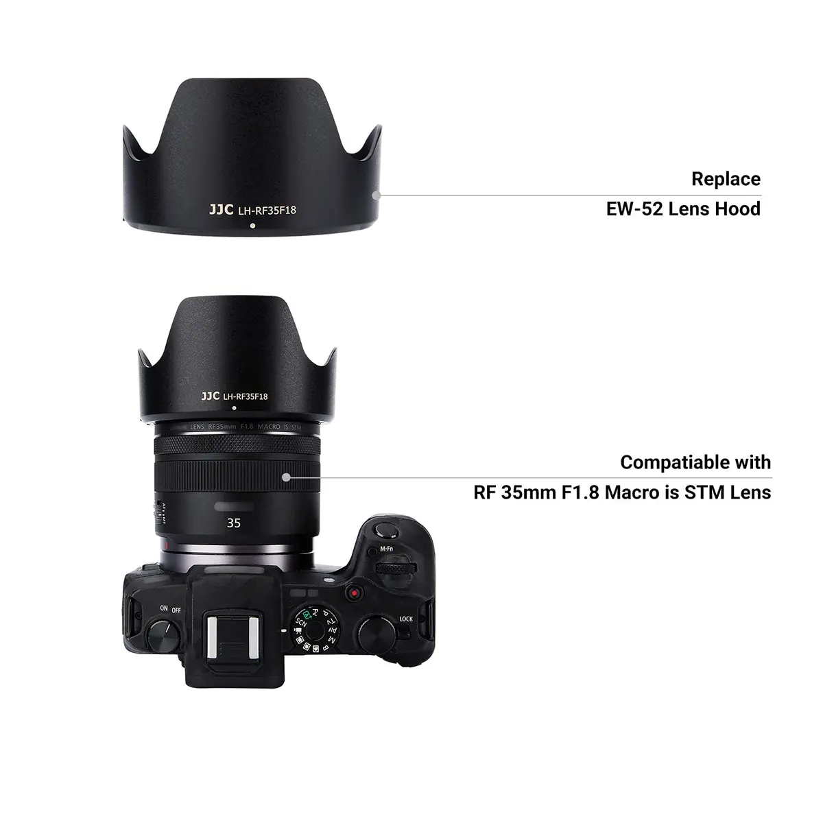 JJC Tulip Flower Lens Hood for Canon RF 35mm f/1.8 Macro IS STM Lens, Reversible Shade with 52mm Filter & Cap Compatibility (89mm x 49mm x 89mm) - view 2