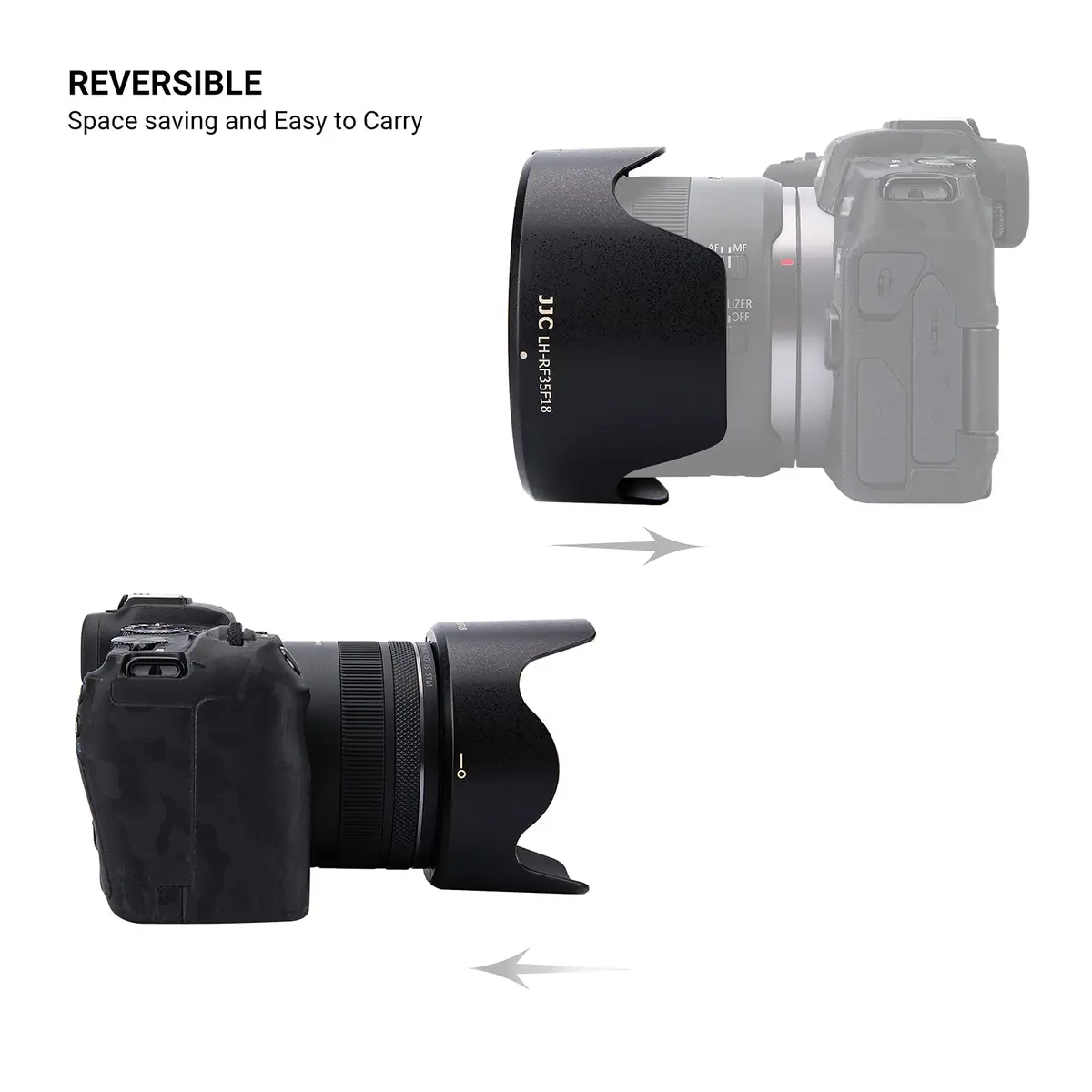 JJC Tulip Flower Lens Hood for Canon RF 35mm f/1.8 Macro IS STM Lens, Reversible Shade with 52mm Filter & Cap Compatibility (89mm x 49mm x 89mm) - view 4