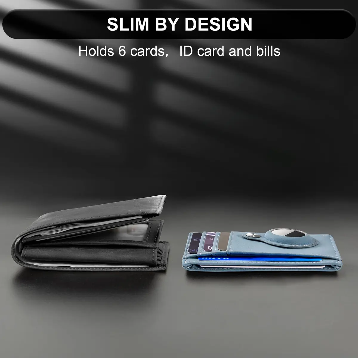 Hawanik Slim Minimalist Front Pocket Air Tag Wallet Thin Card Holder with RFID Blocking, Light Blue 7.6 cm x 10.4 cm x 0.3 cm (3" x 4.1" x 0.12") | Securely Holds AirTag & Cards - view 5