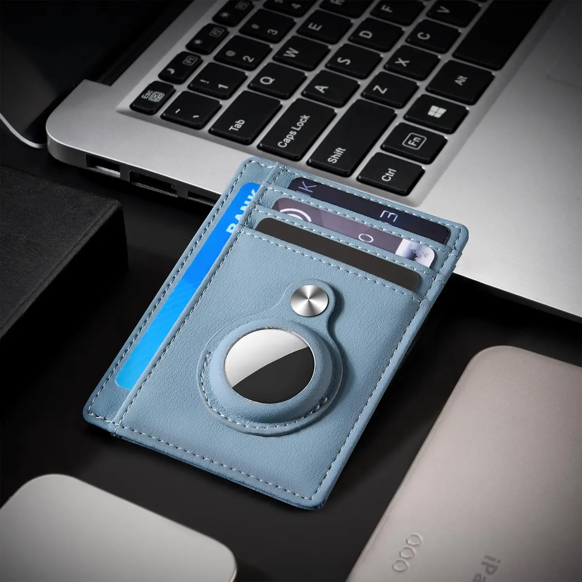 Hawanik Slim Minimalist Front Pocket Air Tag Wallet Thin Card Holder with RFID Blocking, Light Blue 7.6 cm x 10.4 cm x 0.3 cm (3" x 4.1" x 0.12") | Securely Holds AirTag & Cards - view 8