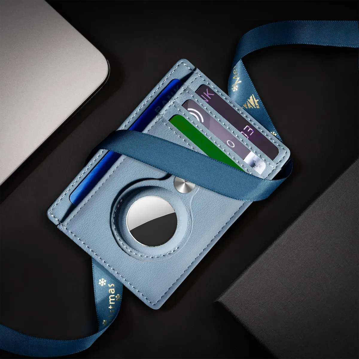Hawanik Slim Minimalist Front Pocket Air Tag Wallet Thin Card Holder with RFID Blocking, Light Blue 7.6 cm x 10.4 cm x 0.3 cm (3" x 4.1" x 0.12") | Securely Holds AirTag & Cards - view 9