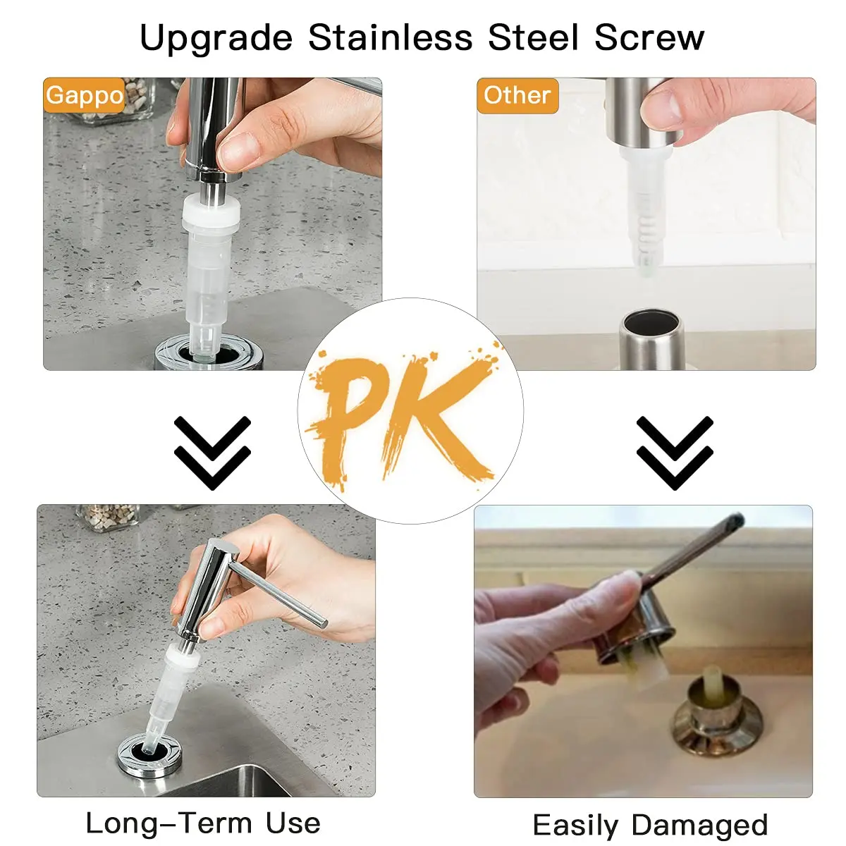 GAPPO Stainless Steel Kitchen Sink Soap Dispenser 17 oz | Polished Chrome Finish, Easy Install & Durable (70-120 chars) - view 3