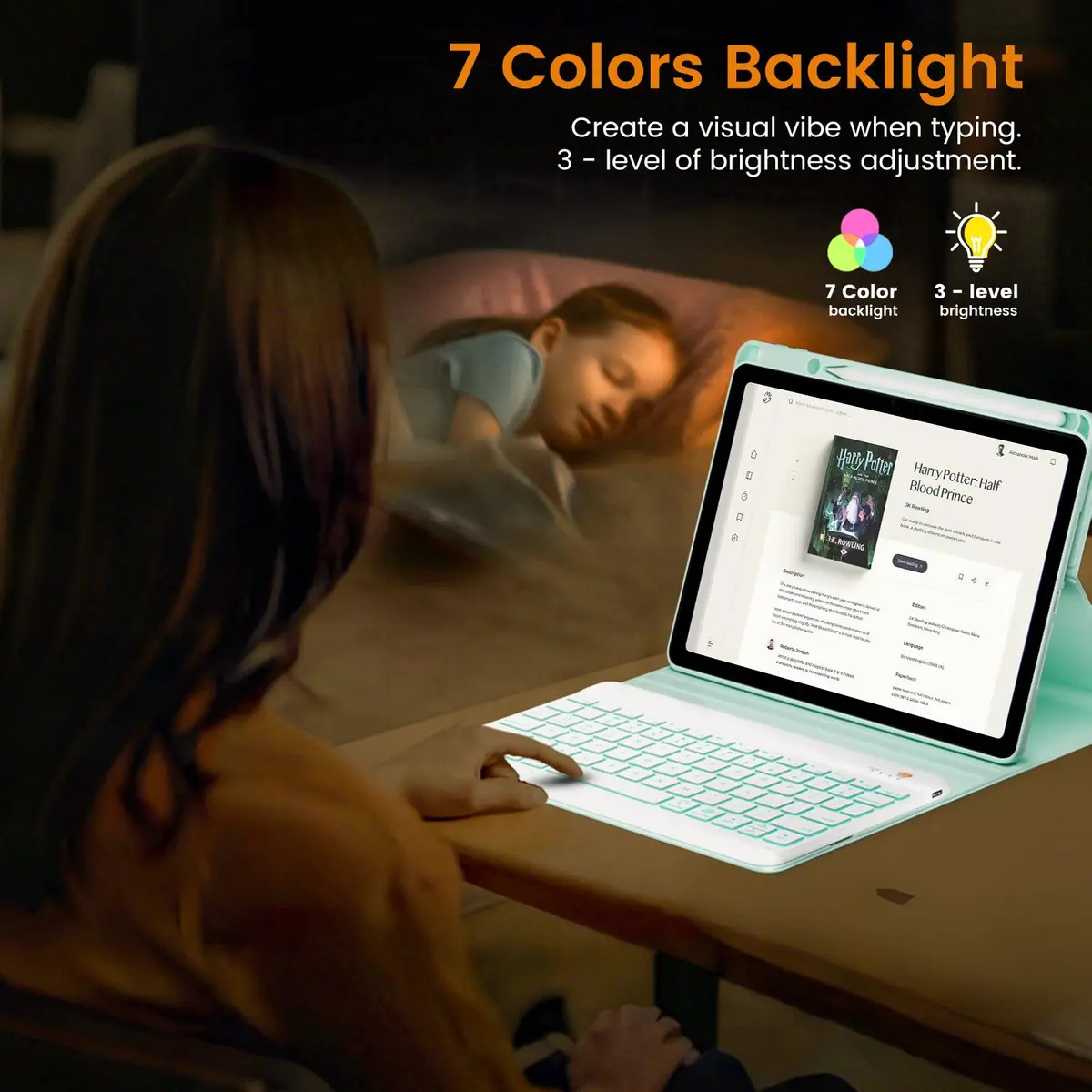 OYEEICE Keyboard Case for iPad 9th/8th/7th Gen 10.2 Inch & Air 3rd Gen 10.5 Inch with 7-Color Backlit Keyboard & Pencil Holder - view 6