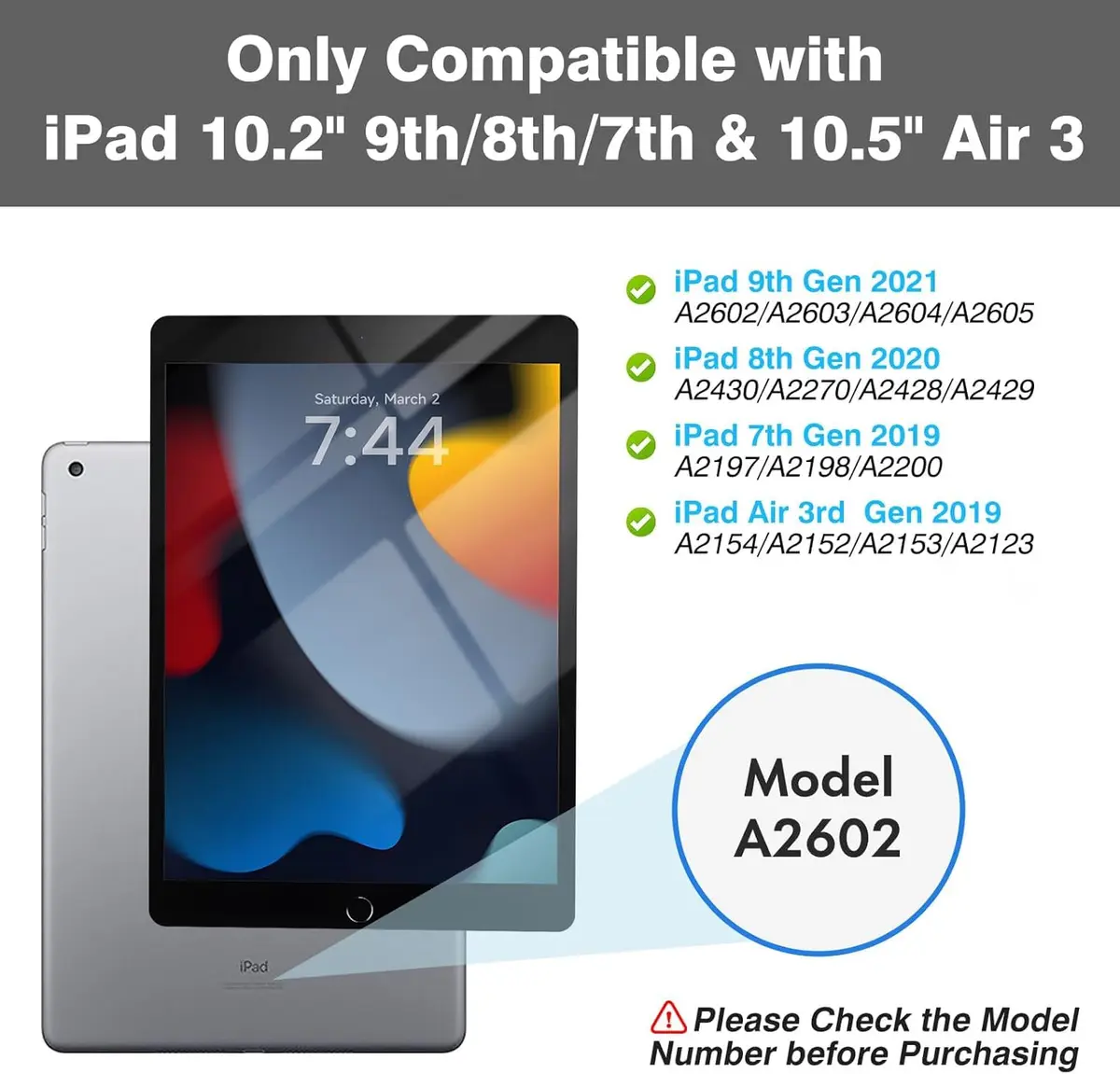 OYEEICE Keyboard Case for iPad 9th/8th/7th Gen 10.2 Inch & Air 3rd Gen 10.5 Inch with 7-Color Backlit Keyboard & Pencil Holder - view 2