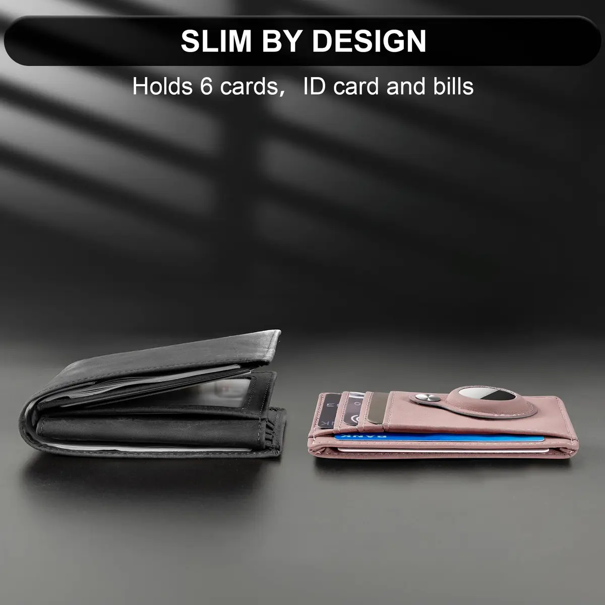 Hawanik Slim Minimalist Front Pocket Air Tag Wallet Thin Card Holder Wallet with RFID Protection | 9cm x 12cm x 0.8cm - view 5