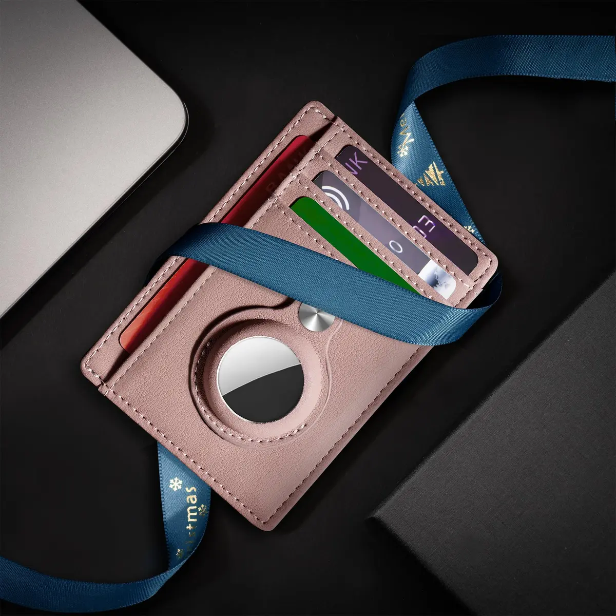 Hawanik Slim Minimalist Front Pocket Air Tag Wallet Thin Card Holder Wallet with RFID Protection | 9cm x 12cm x 0.8cm - view 9