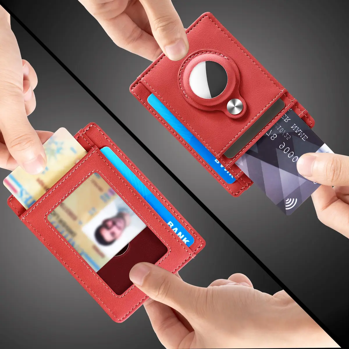 Hawanik Slim Minimalist Front Pocket Wallet for Men | Airtag Holder, RFID Shield, Thin Card Case (3.3" x 4.1") - view 2