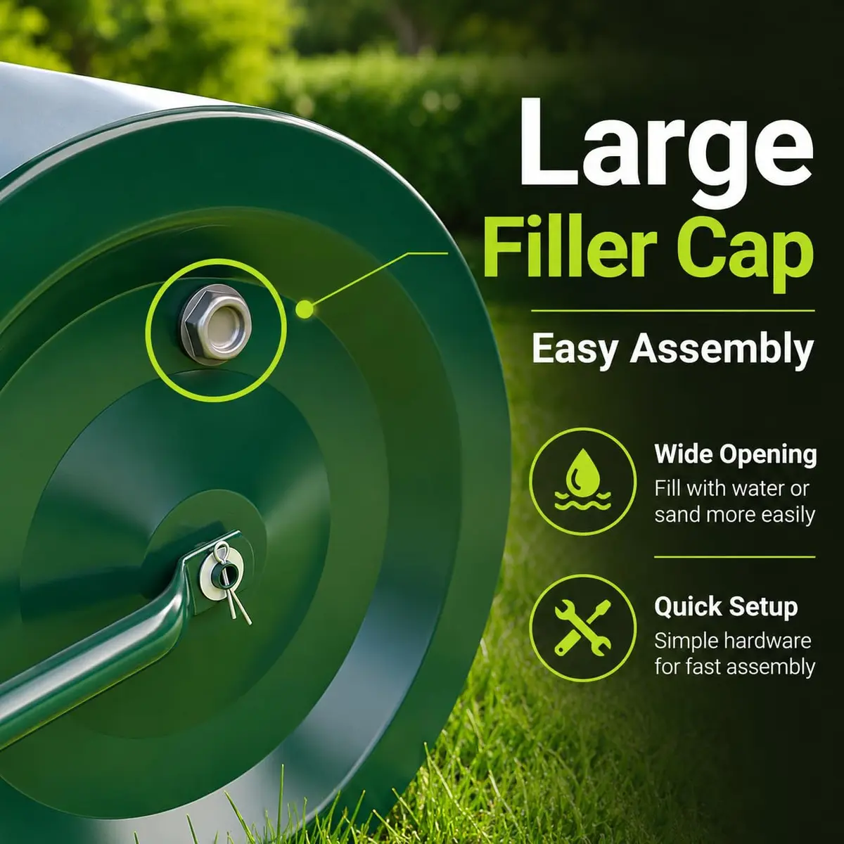 ARNOT Lawn Roller 13x24-Inch Steel Garden Drum for Leveling & Germination | Heavy-Duty, Rustproof, Lightweight - view 7