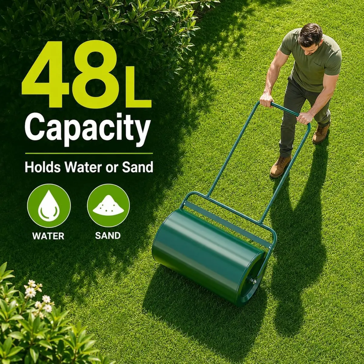 ARNOT Lawn Roller 13x24-Inch Steel Garden Drum for Leveling & Germination | Heavy-Duty, Rustproof, Lightweight - view 3