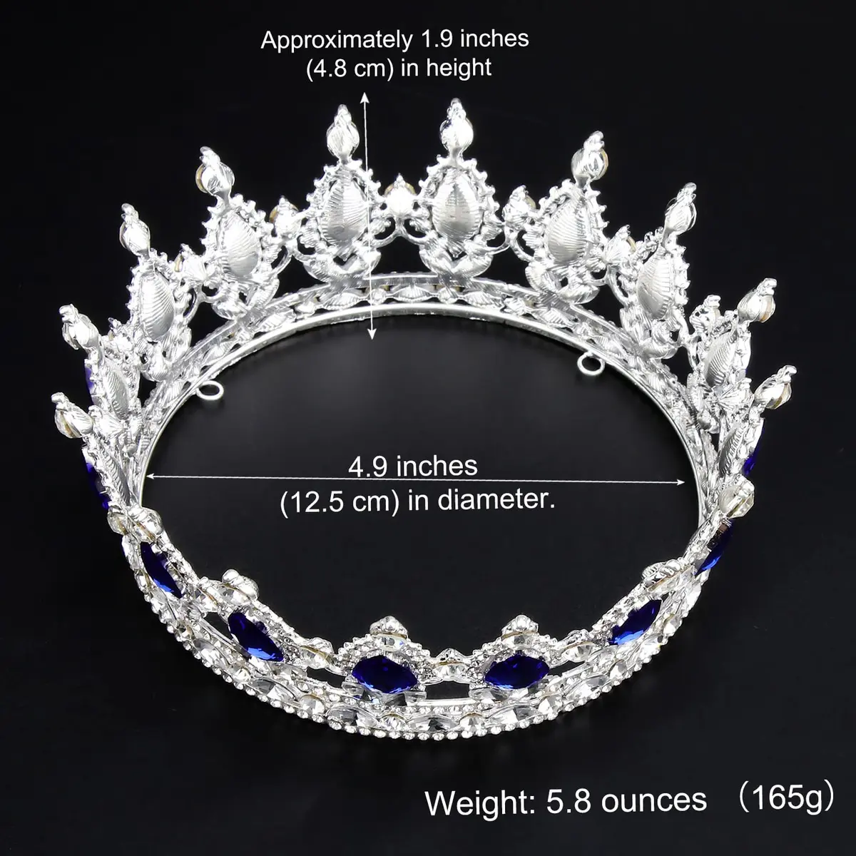 COCIDE Blue Crown for Women Silver Crystal Wedding Tiaras and Crowns Rhinestones Queen Hair Accessories for Party Bridal Birthday Prom Costume Cosplay | Elegant Queen Headpiece - view 4