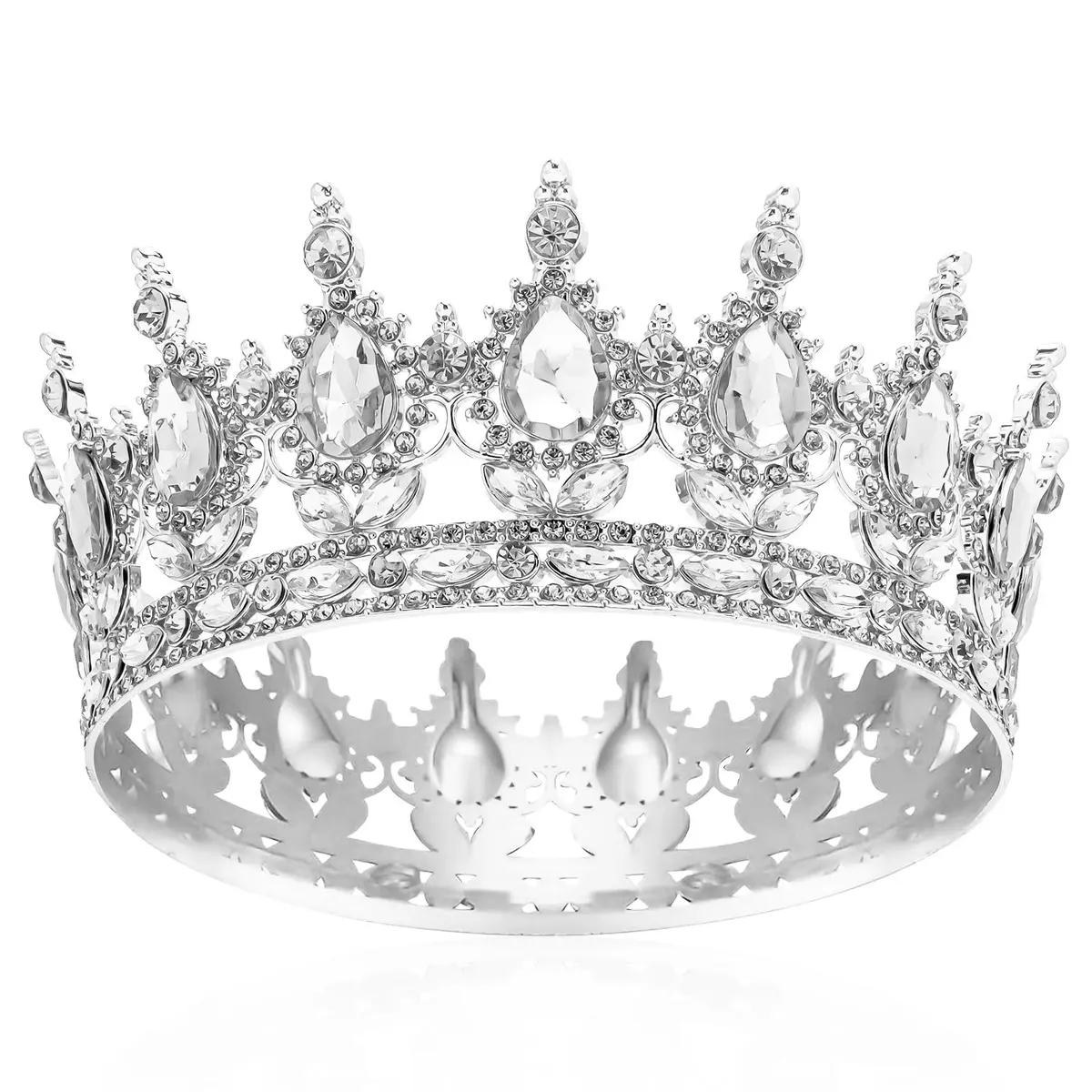 COCIDE Silver Crown for Women Crystal Wedding Tiara 4.9" Diameter | Dazzling Queen Headpiece for Special Occasions - main product image