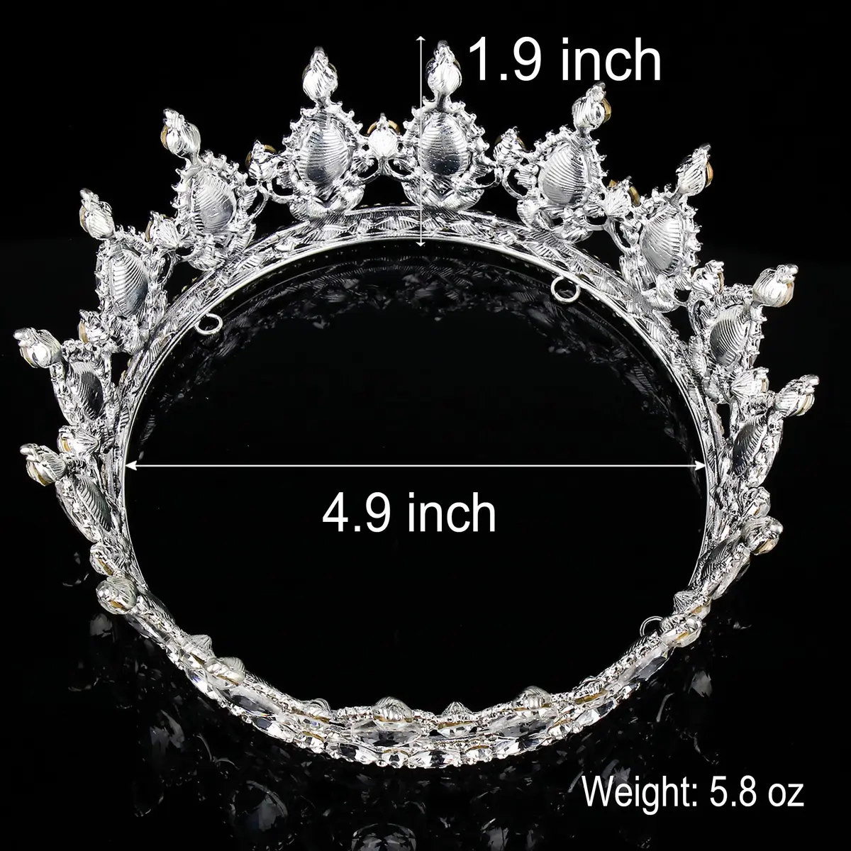 COCIDE Silver Crown for Women Crystal Wedding Tiara 4.9" Diameter | Dazzling Queen Headpiece for Special Occasions - view 7