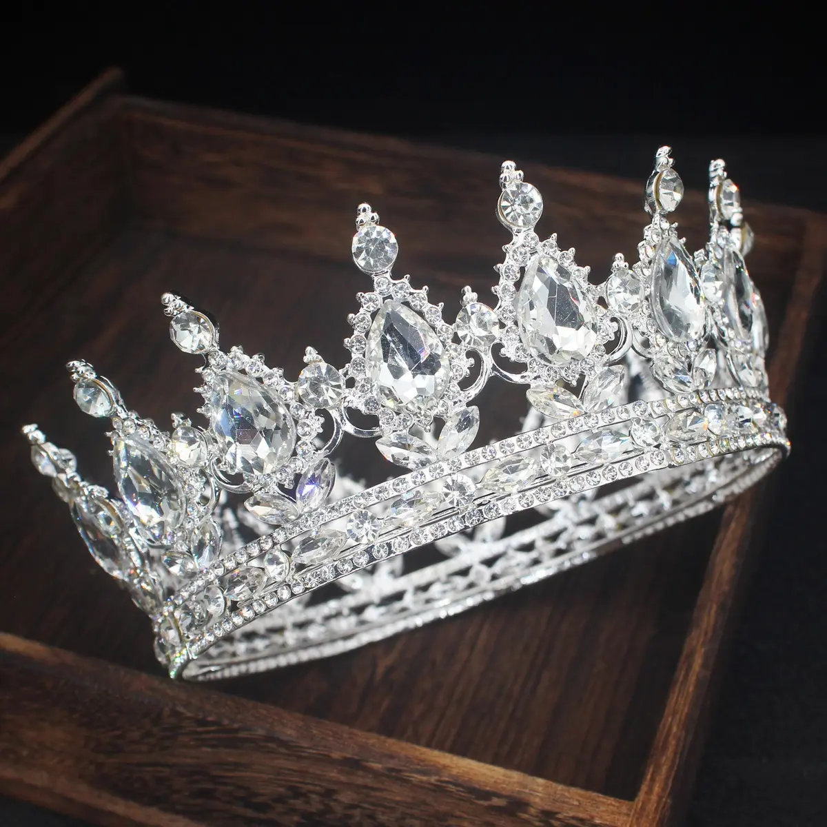 COCIDE Silver Crown for Women Crystal Wedding Tiara 4.9" Diameter | Dazzling Queen Headpiece for Special Occasions - view 2