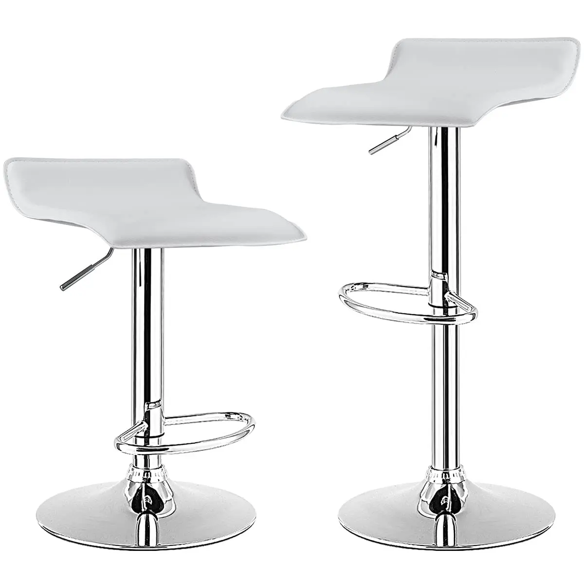 NAFORT Modern Swivel Bar Stools Set of 2 | Height Adjustable PU Leather & Chrome - main product image