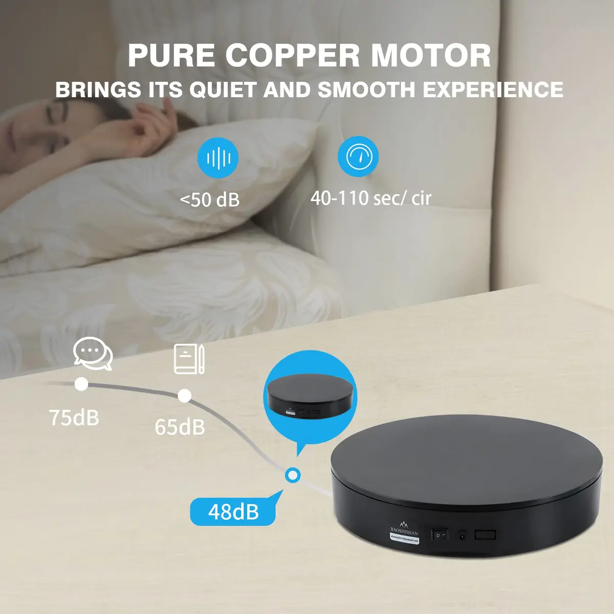 BAOSHISHAN Motorized 360° Photography Turntable with Remote, 2.54 kg (5.6 lb) Load Capacity | Captures Every Angle Clearly - view 5