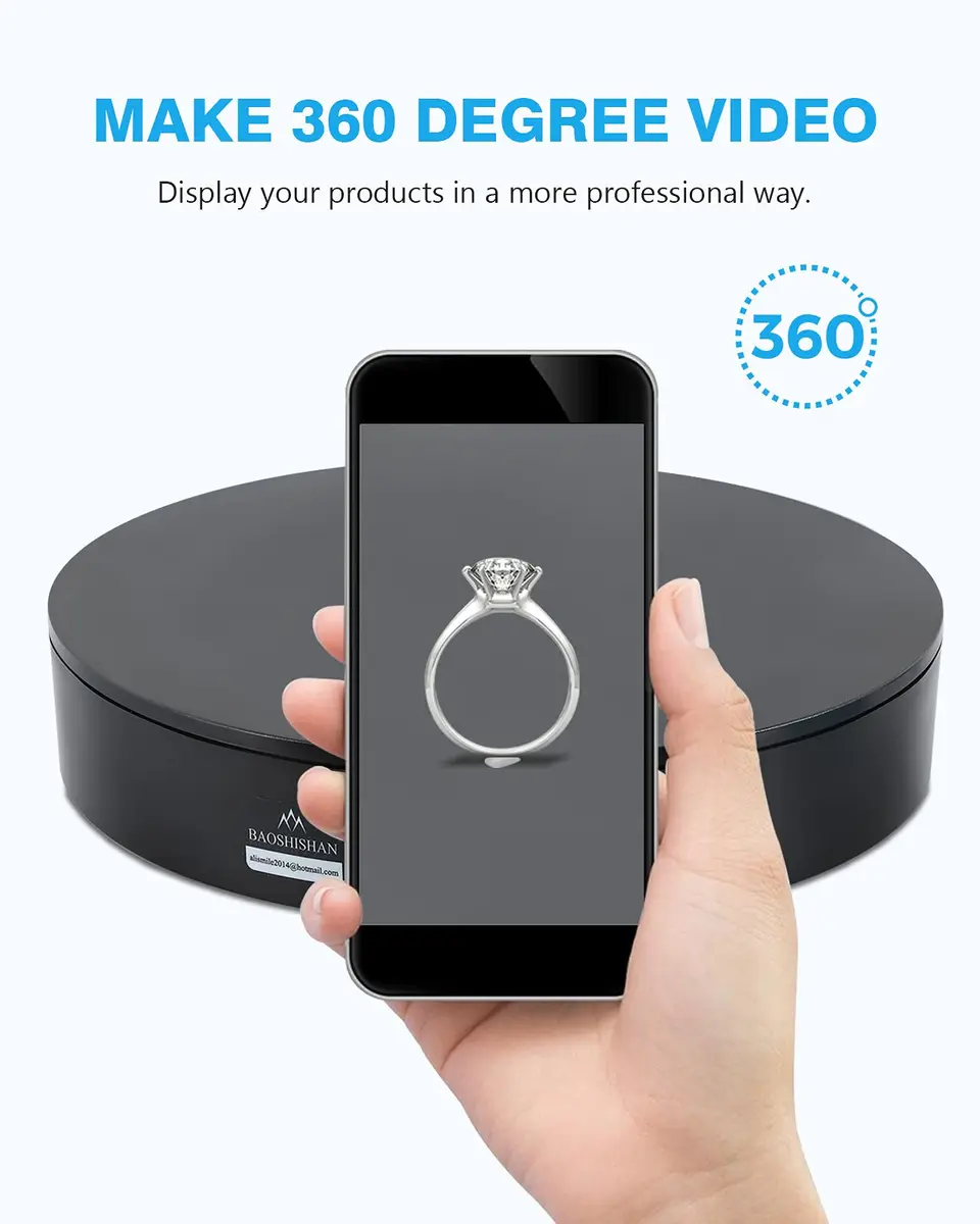 BAOSHISHAN Motorized 360° Photography Turntable with Remote, 2.54 kg (5.6 lb) Load Capacity | Captures Every Angle Clearly - view 2