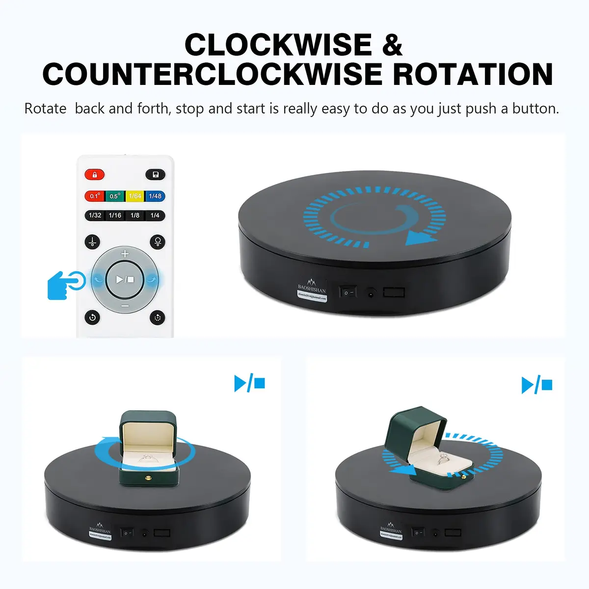 BAOSHISHAN Motorized 360° Photography Turntable with Remote, 2.54 kg (5.6 lb) Load Capacity | Captures Every Angle Clearly - view 4