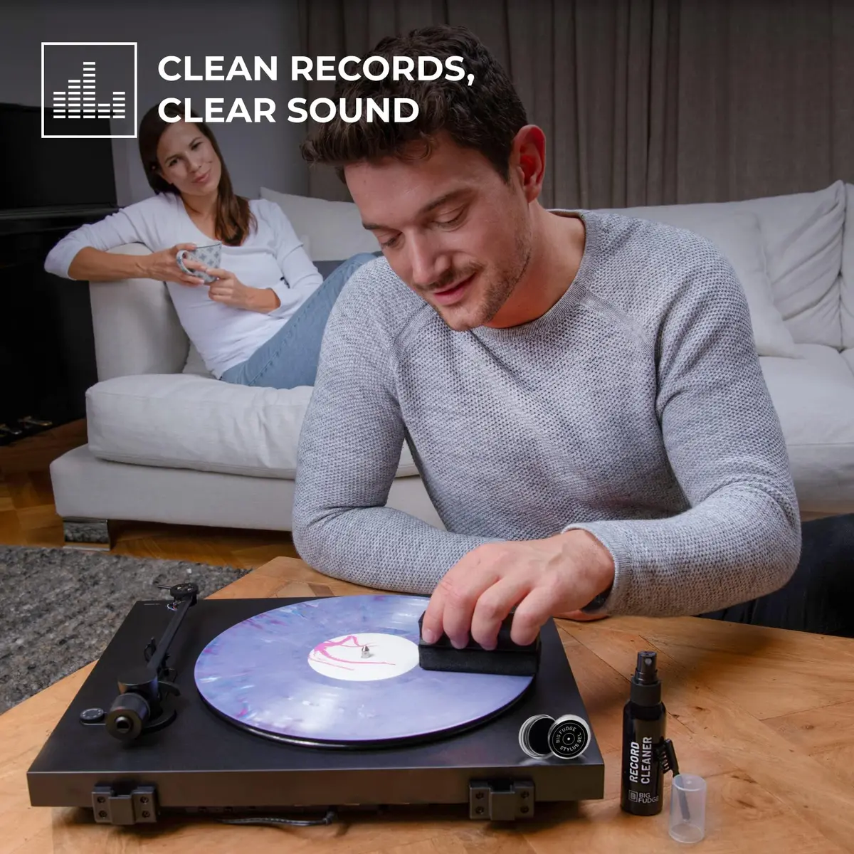 Big Fudge Record Cleaning Kit Professional Series - Vinyl Record Cleaner - Includes Vinyl Brush, Cleaning Fluid, Stylus Gel, Velvet Brush, Padded Case - view 6