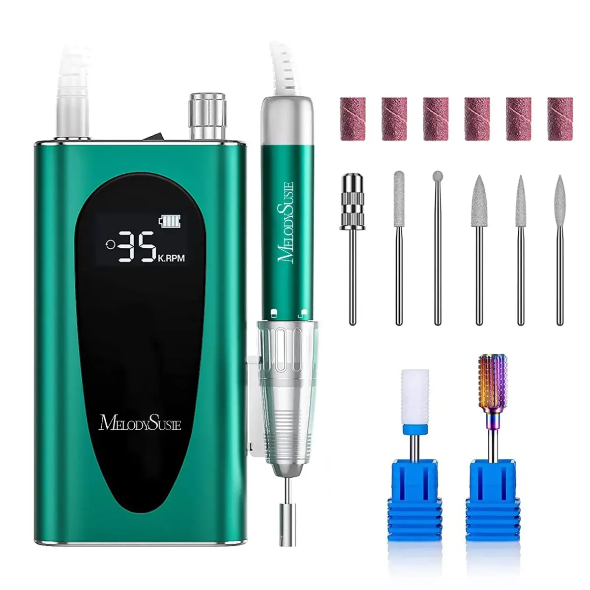 MelodySusie MM400C Cordless Nail Drill 35,000 RPM | Professional Rechargeable Electric Nail File with 15+ Hour Battery - main product image