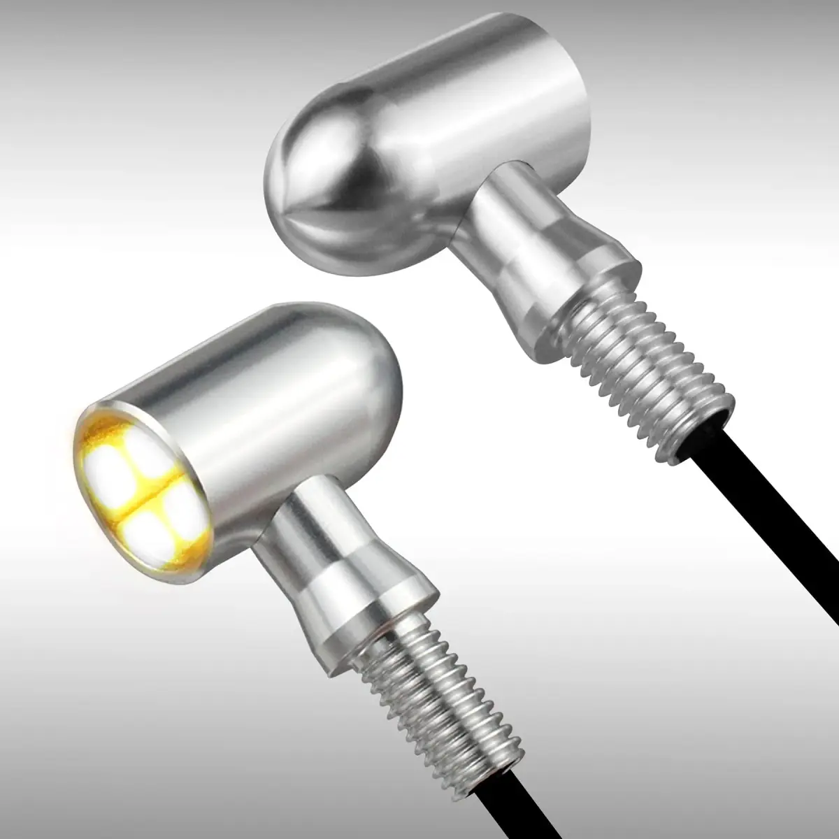 QUASCO LED Motorcycle Turn Signal Lights Universal Mini Blinkers with 8mm Bolt, Red Light, Chrome Housing | 12V DC - main product image