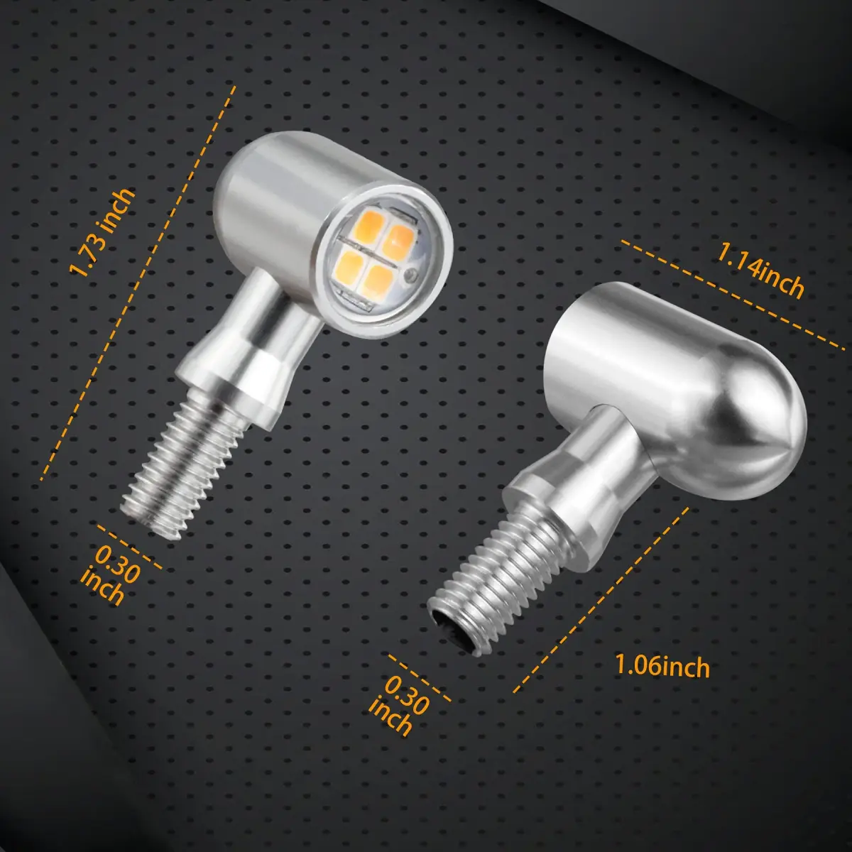 QUASCO LED Motorcycle Turn Signal Lights Universal Mini Blinkers with 8mm Bolt, Red Light, Chrome Housing | 12V DC - view 6
