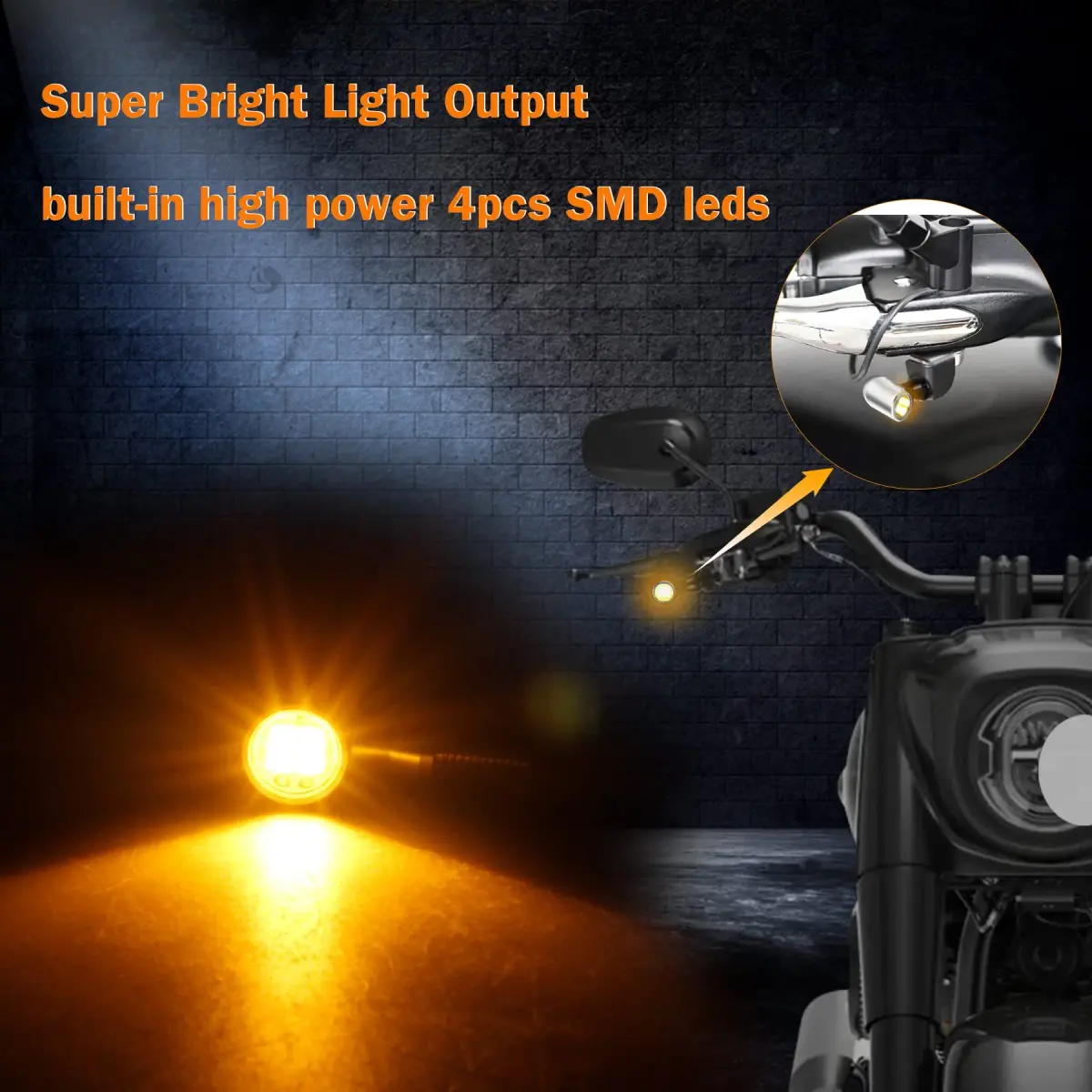 QUASCO LED Motorcycle Turn Signal Lights Universal Mini Blinkers with 8mm Bolt, Red Light, Chrome Housing | 12V DC - view 2