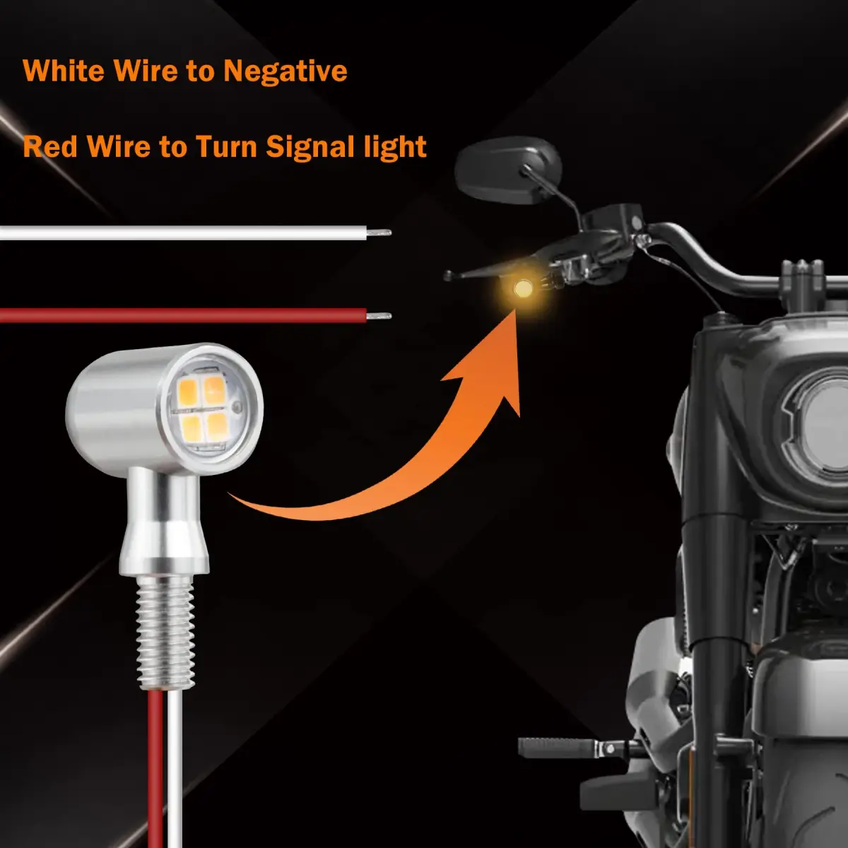 QUASCO LED Motorcycle Turn Signal Lights Universal Mini Blinkers with 8mm Bolt, Red Light, Chrome Housing | 12V DC - view 3