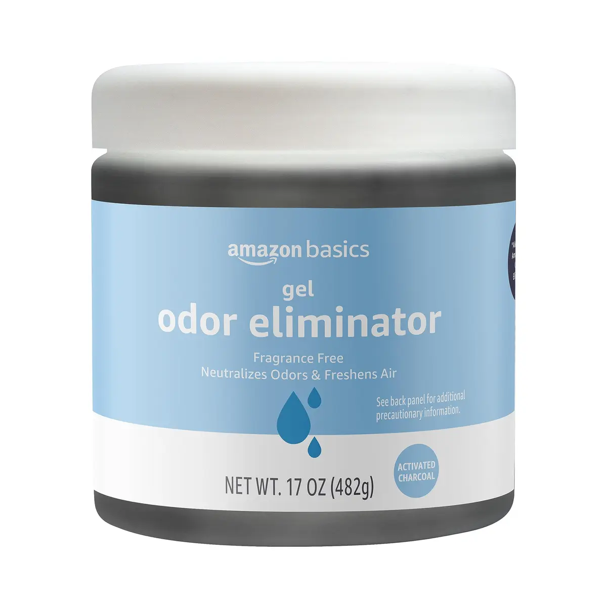 Amazon Basics Gel Odor Eliminator Activated Charcoal Fragrance Free 17 Oz (482 g) | Neutralizes Odors Effectively - main product image