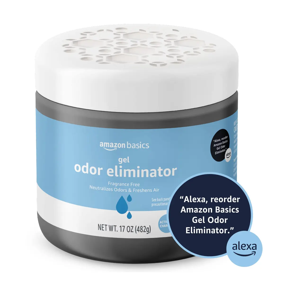 Amazon Basics Gel Odor Eliminator Activated Charcoal Fragrance Free 17 Oz (482 g) | Neutralizes Odors Effectively - view 4