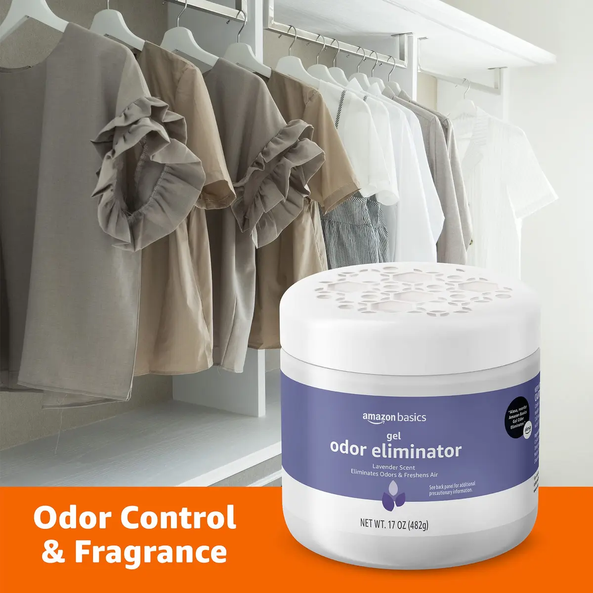 Amazon Basics Gel Odor Eliminator Lavender Scent 473ml (17 Oz) | Activated Charcoal Freshener - view 2
