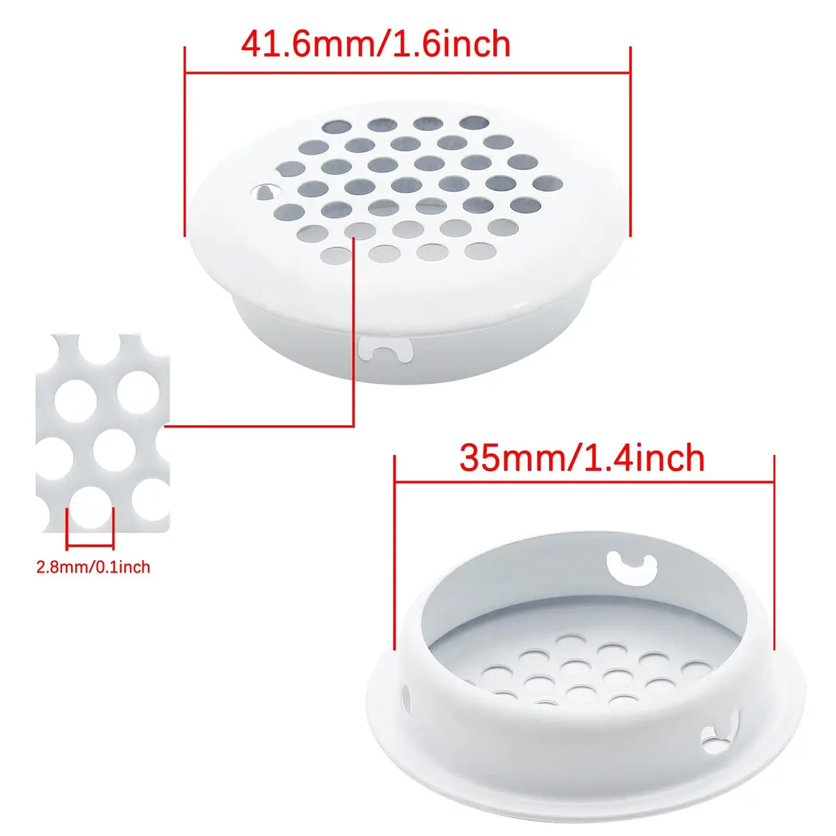 Piutouyar 20Pcs 35mm Air Vents Round Soffit Vents, White | Stainless Steel Circular Vent Mesh for Kitchen & Wardrobe - view 2