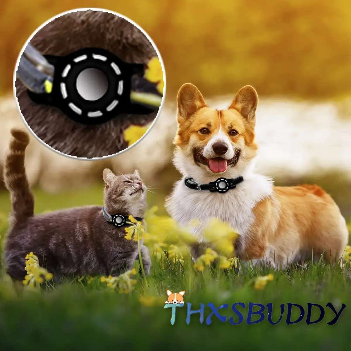 THXSBUDDY Air Tag Cat Collar Holder 2 Pack | Fits Collars Up to 0.5 Inch, Black - view 5