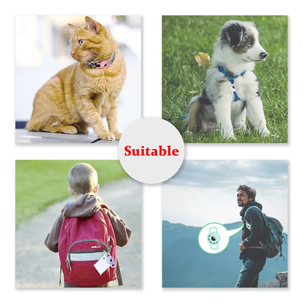 THXSBUDDY Air Tag Cat Collar Holder 2 Pack | Fits Collars Up to 0.5 Inch, Black - view 2