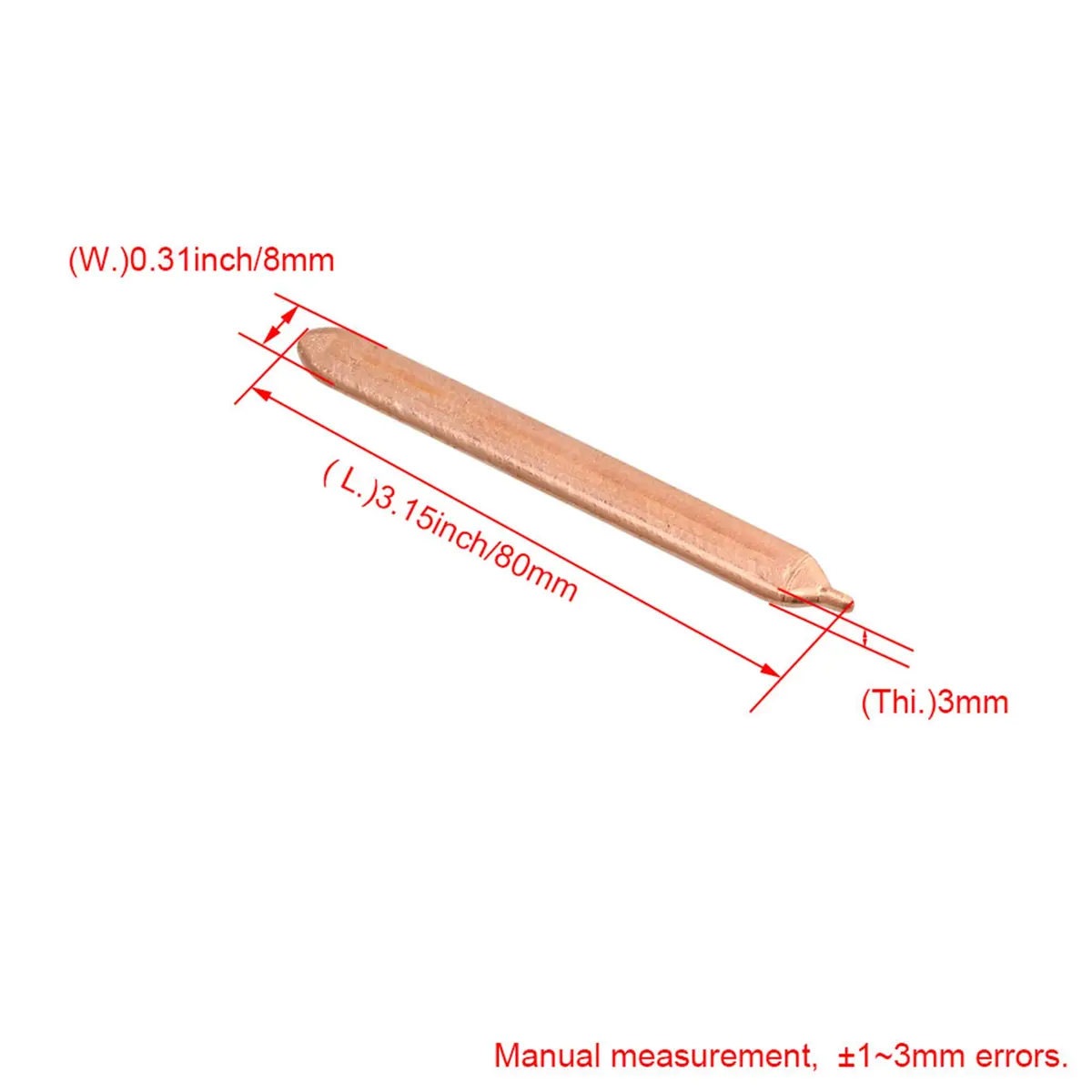 BQLZR Copper Heat Pipe 4PCS Flat Heat Sink 8x0.8x0.3cm | Long-lasting Copper CPU Tube - view 4