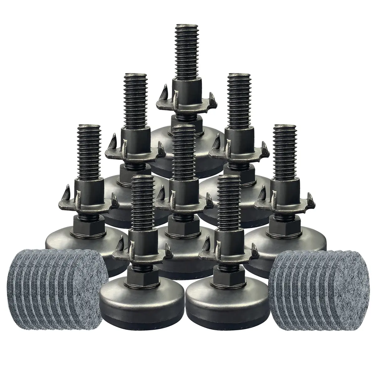 TWIG Furniture Levelers Heavy Duty Leg Levelers 8 Pack Support 1320LBs Large Base Black | Adjustable Furniture Feet - main product image